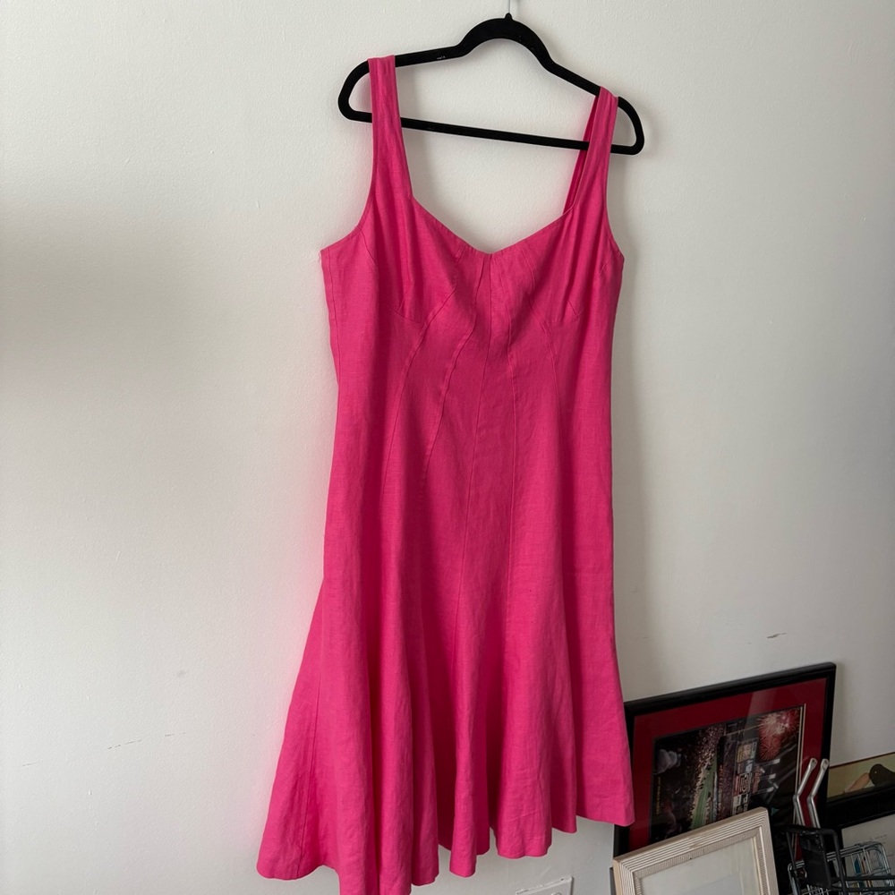 Lauren Ralph Lauren Hot Pink paneled linen dress